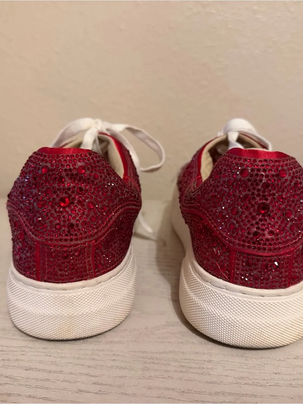 Betsey Johnson Red Glitter Low-Top Sneakers
